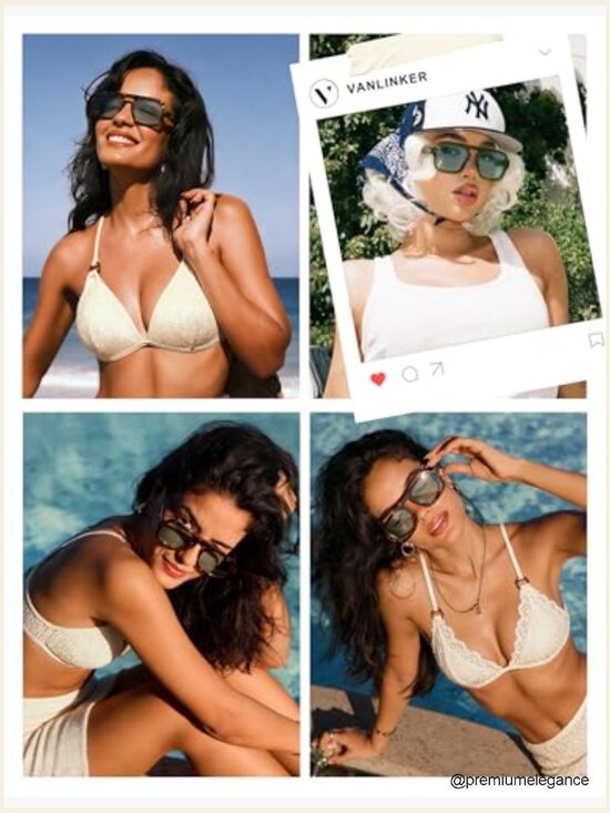 Retro Square Aviator Sunglasses UV400 Protection Flat Top Rectangle 70s Vintage main image 4